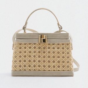 Zara Beige and Cream Crossbody Bag